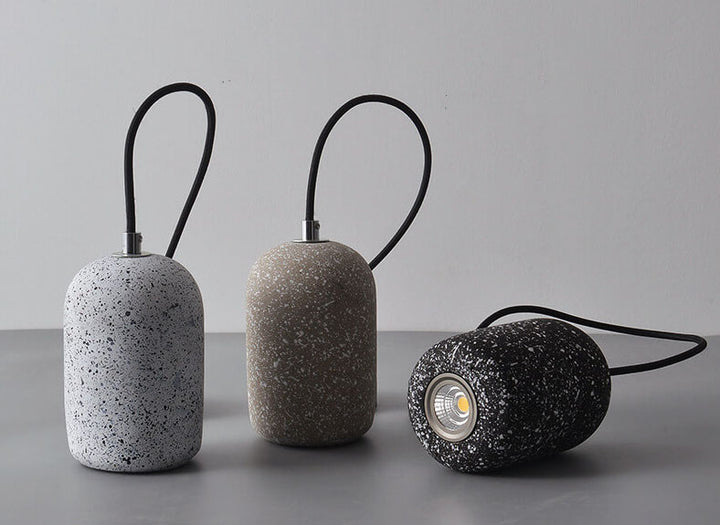 Suspension LED en ciment cylindrique moderne en terrazzo 