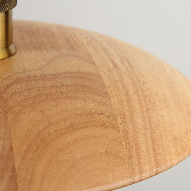 Minimalist Wooden 1-Light Saucer Shaped Pendant Light