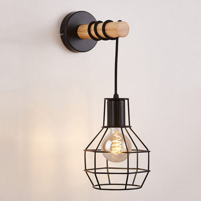 Creative Wrought Iron Cage Shape 1-Light Wall Sconce Lamp