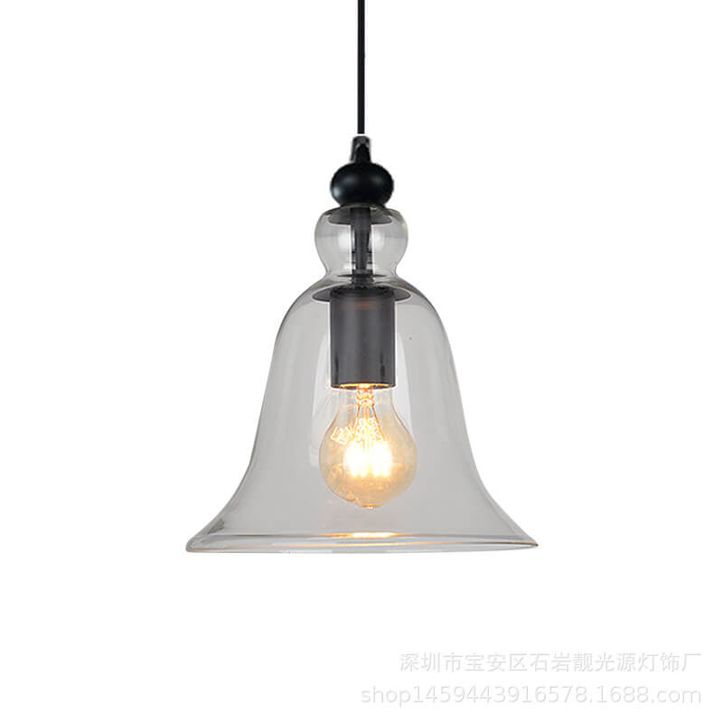 Industrial Glass 1-Light Bell Pendant Light