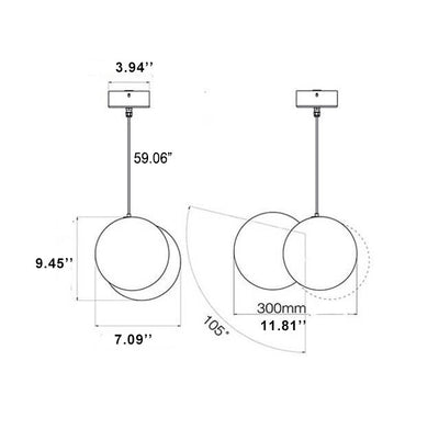 Nordic Creative Circle Moon Rotatable 1-Light LED Pendant Light