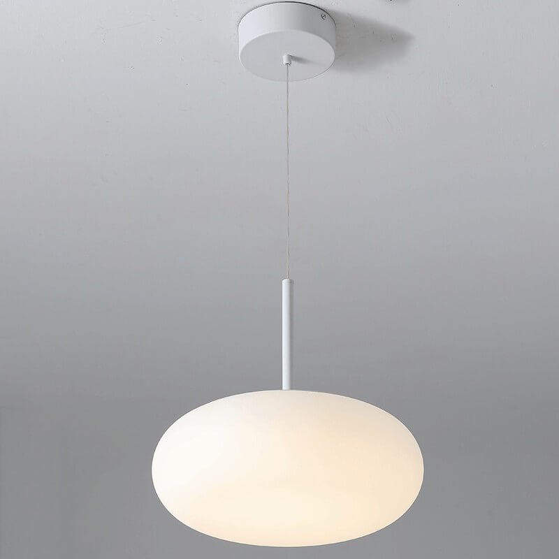 Moderne minimalistische Kunststoff weiße 1-Licht Trommel LED Pendelleuchte 