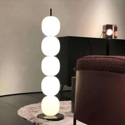 Nordic Round Glass Marble Base 2/5-Light Standing Floor Lamps