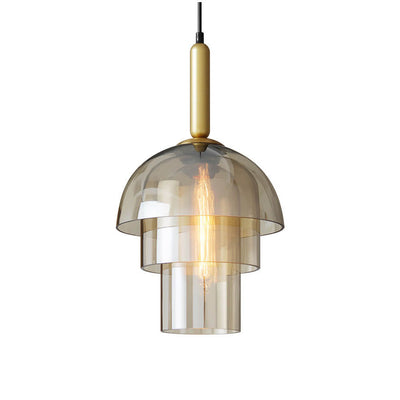 Modern Cognac Multi Layer Glass Shade 1-Light Pendant Light