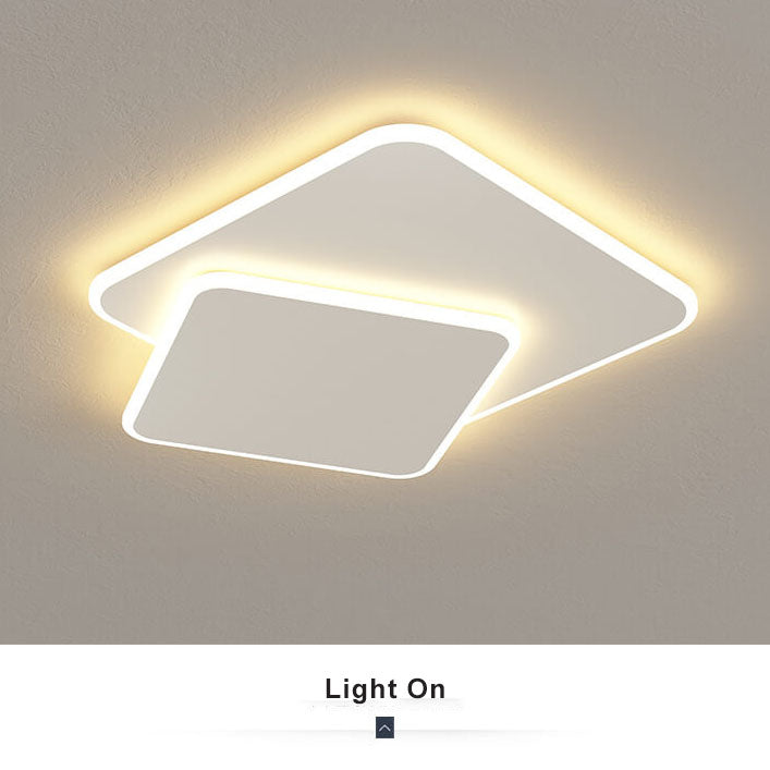 إضاءة مثبتة على السقف LED بلمسة نهائية بيضاء قابلة للتغيير بمصباح واحد ومربعين تصميم بسيط 