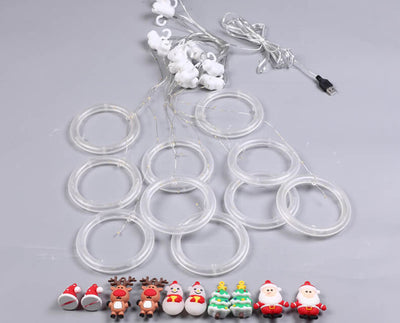 Décoration suspendue de poupée de cercle de noël, guirlande lumineuse USB à 10 LED 
