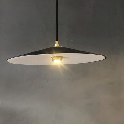 Industrial Minimalist Metal Black Saucer Shade 1-Light LED Pendant Light