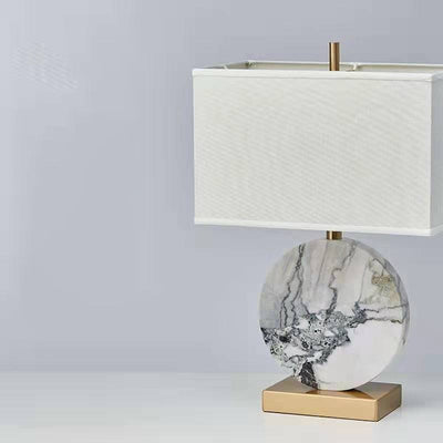 Chinesische einfache Marmorstruktur 1-Licht Tischlampe 