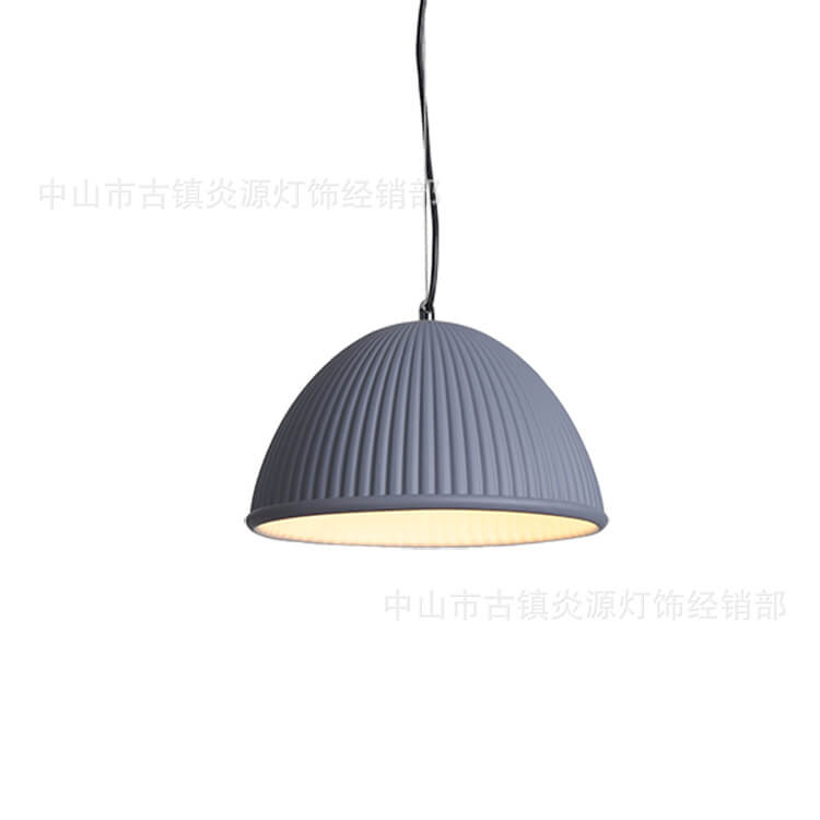 Industrial Ribbed Resin 1-Light Dome Pendant Light