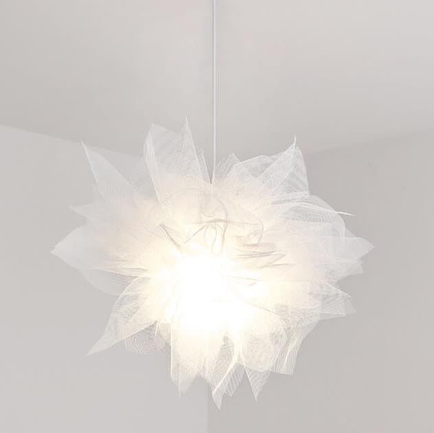 Nordic Tulle Fabric 1-Light Flower Shaped Pendant Light