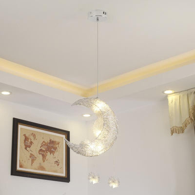 الثريات الحديثة من المعدن على شكل نجمة القمر بـ 5 أضواء LED 