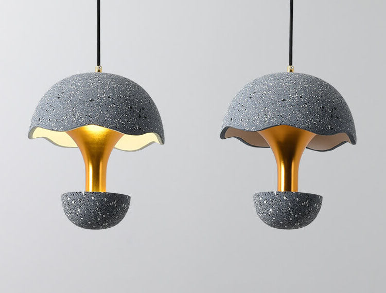 Industrielle Zement 1-Licht Pilzförmige Globus LED Pendelleuchte 