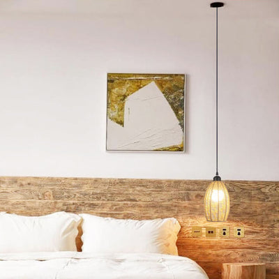Bamboo Weaving 1-Light Single Oval Pendant Light