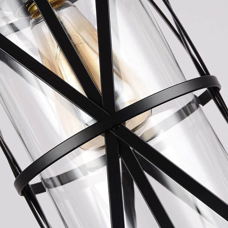 Industrial Wrought Iron 1-Light Cylindrical Pendant Light