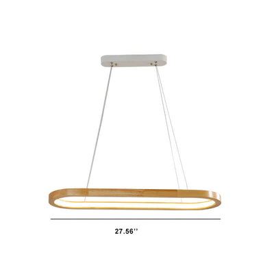 Moderne, minimalistische, lineare, runde, 1-flammige LED-Kronleuchter aus Holz 