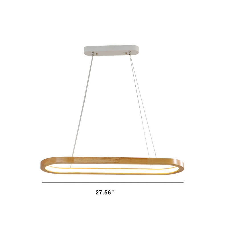 Modern Minimalist Wooden Linear Round 1-Light LED Chandeliers