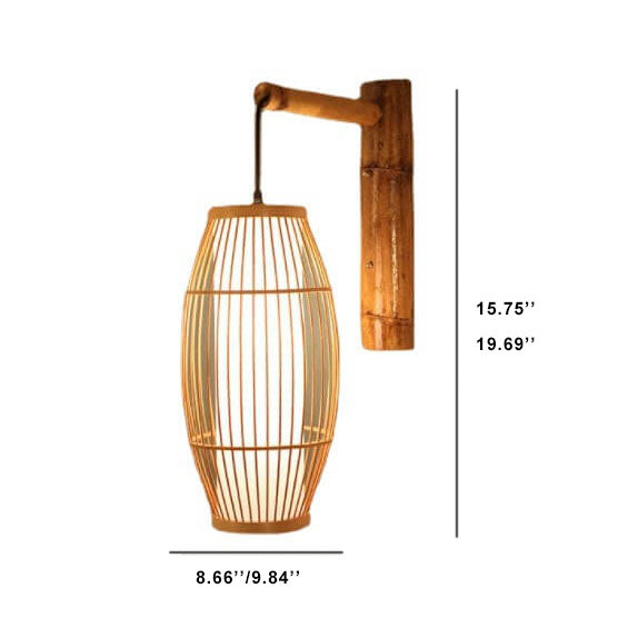 Modern New Chinese Bamboo Weaving 1-Light Wall Sconce Lamp