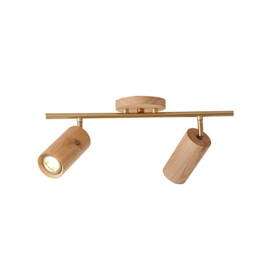 Nordic Minimalist Wooden Track Lighting 2/3/4 Light Semi-Flush Mount Lighting
