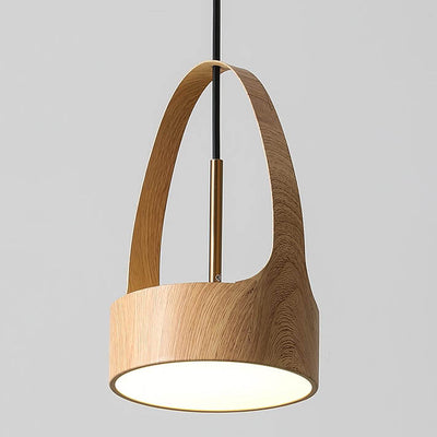 Modern Wood Grain Handle 1-Light  LED Pendant Light