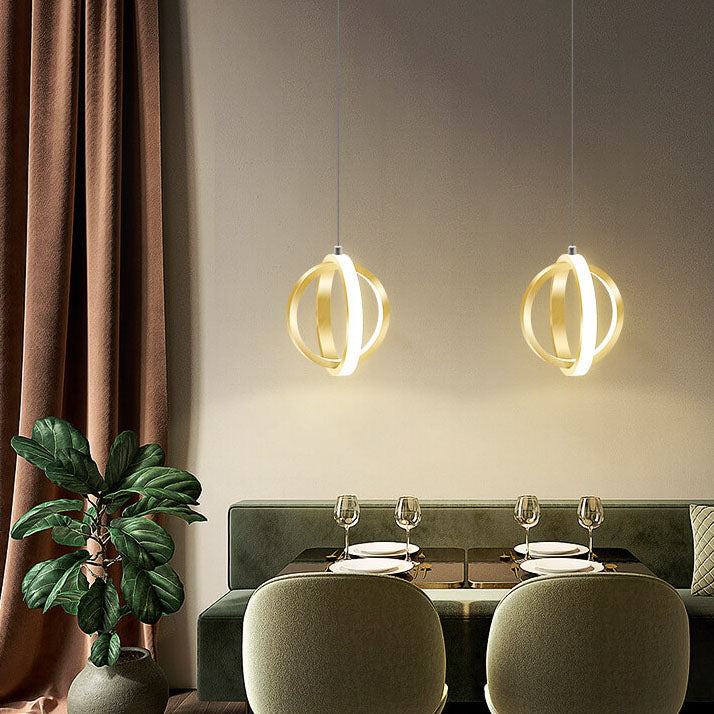 Minimalist Double Round Shape Metal 1-Light LED Pendant Light