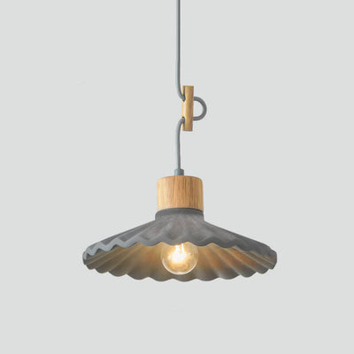 Modern Macaron Cement Scalloped Shade 1-Light Pendant Light