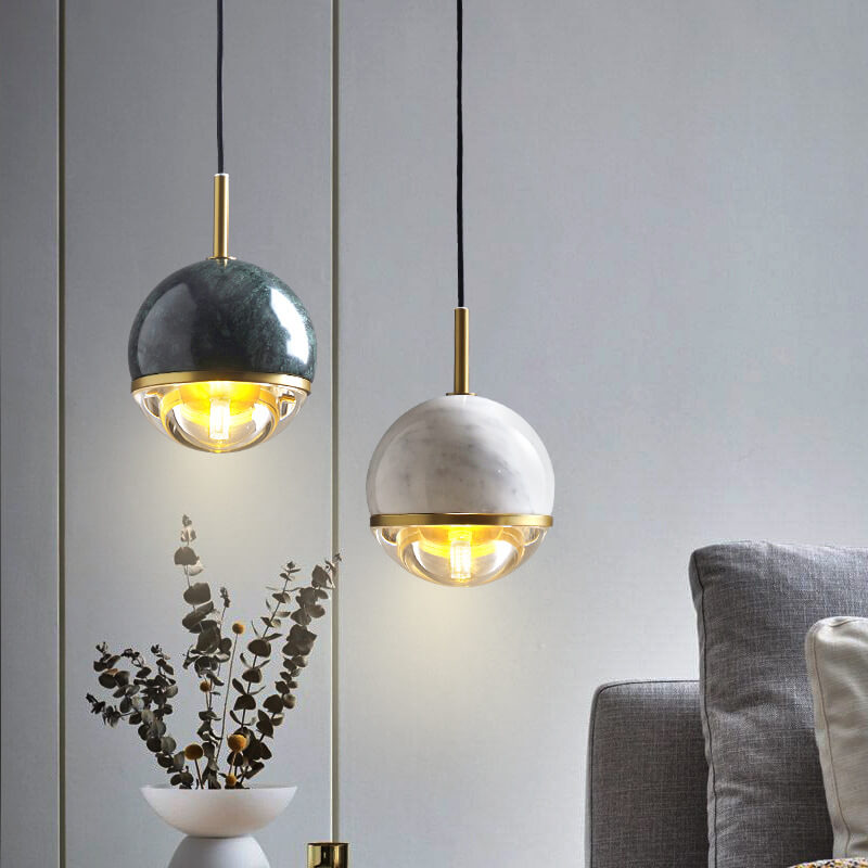 Suspension Globe à 1 Lumière en Marbre 