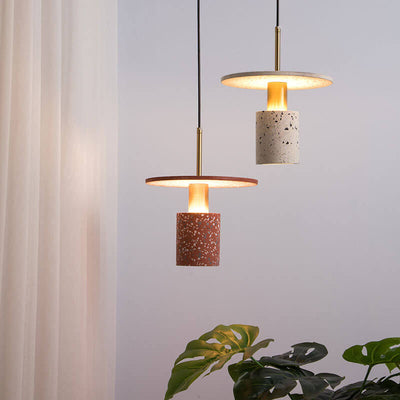 Nordic Terrazzo Cylinder Shape 1-Light Pendant Light