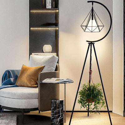 Modern Iron Diamond Cage 1-Light LED Standing Floor Lamps