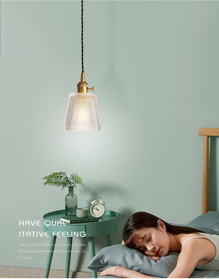 Textured Clear Glass 1-Light Single Bell Pendant Light 4 Design
