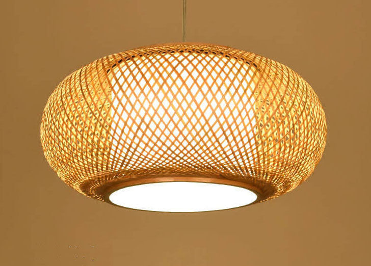 Modern Bamboo Weaving 1-Light Globe LED Pendant Light