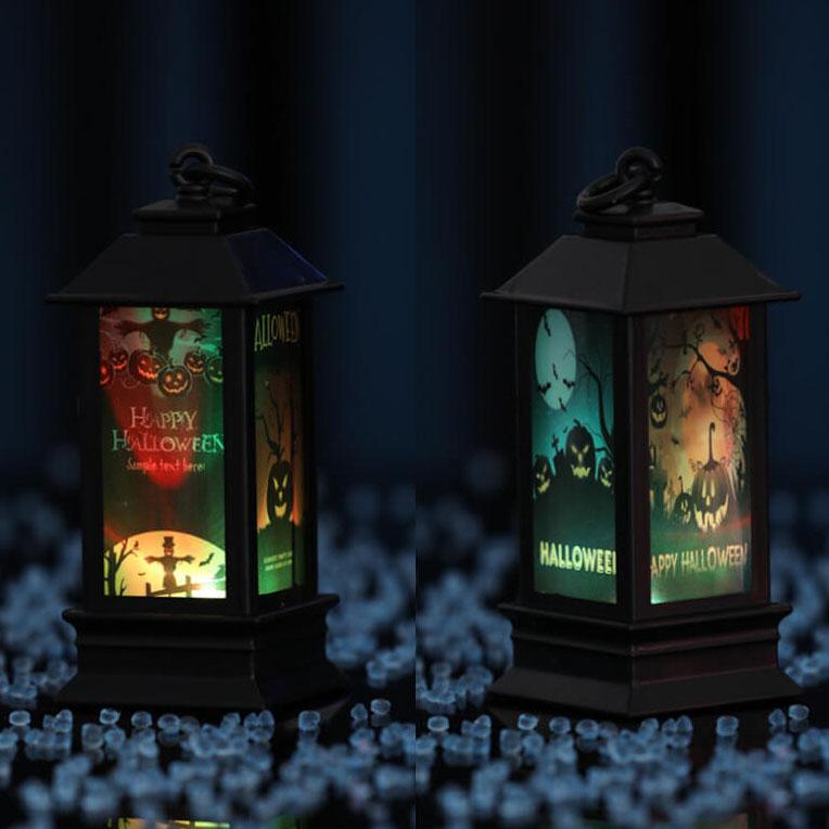 Halloween Glowing Oil Lamp Ornament Skeleton Pumpkin Decorative Battery Table Lamp