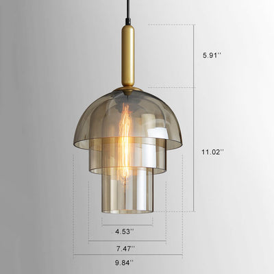 Modern Cognac Multi Layer Glass Shade 1-Light Pendant Light