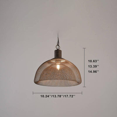 Retro Rustic Aged Wrought Iron Wire Half Round 1-Light Pendant Light