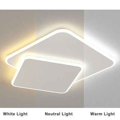 إضاءة مثبتة على السقف LED بلمسة نهائية بيضاء قابلة للتغيير بمصباح واحد ومربعين تصميم بسيط 