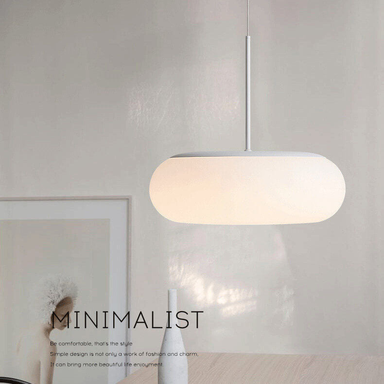 Moderne minimalistische Kunststoff weiße 1-Licht Trommel LED Pendelleuchte 