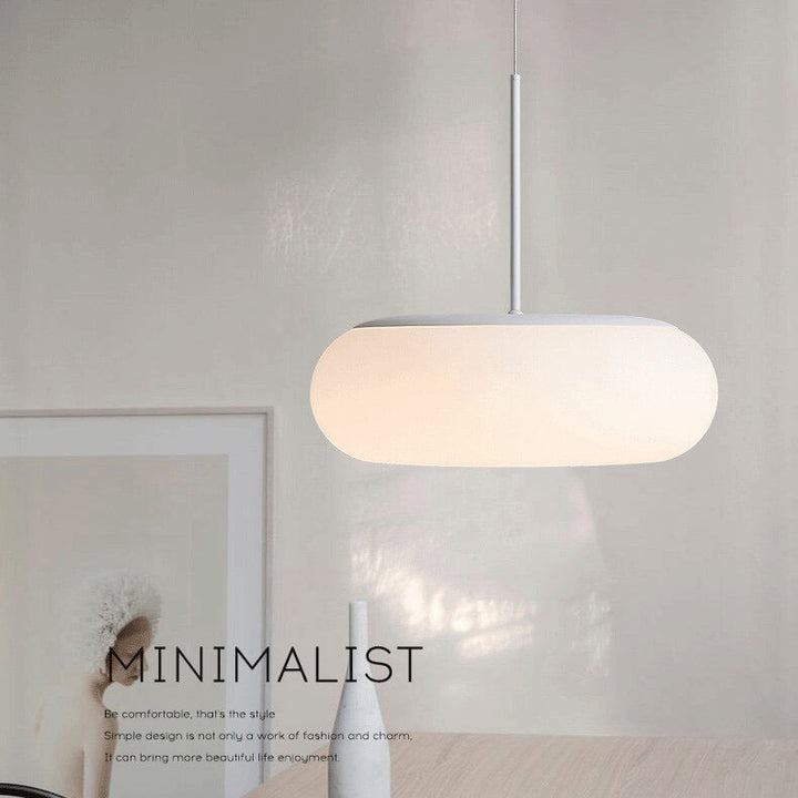 Moderne minimalistische Kunststoff weiße 1-Licht Trommel LED Pendelleuchte 