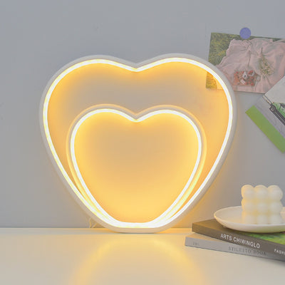 Creative Aluminum Heart Shape LED Night Light Table Lamp