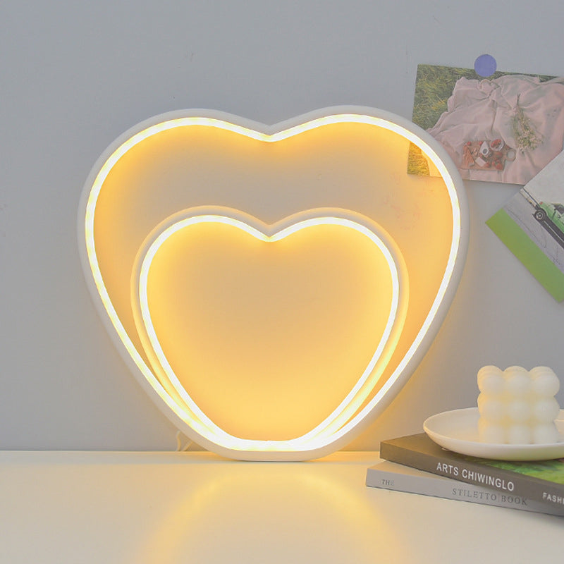 Creative Aluminum Heart Shape LED Night Light Table Lamp