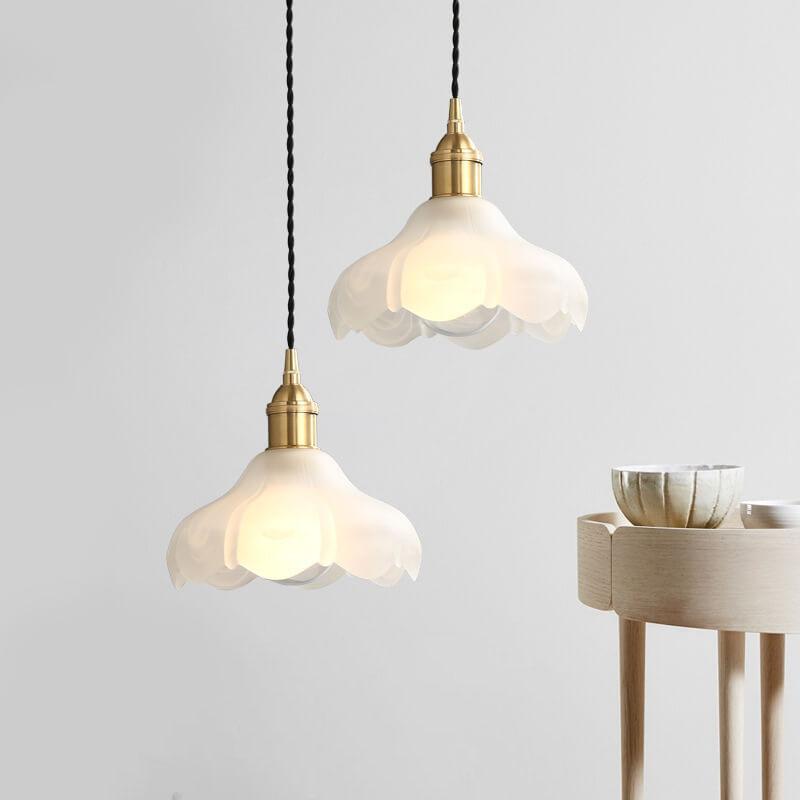 Suspension Luminaire en Verre avec Dentelle Vintage Nordique à 1 Lumière 