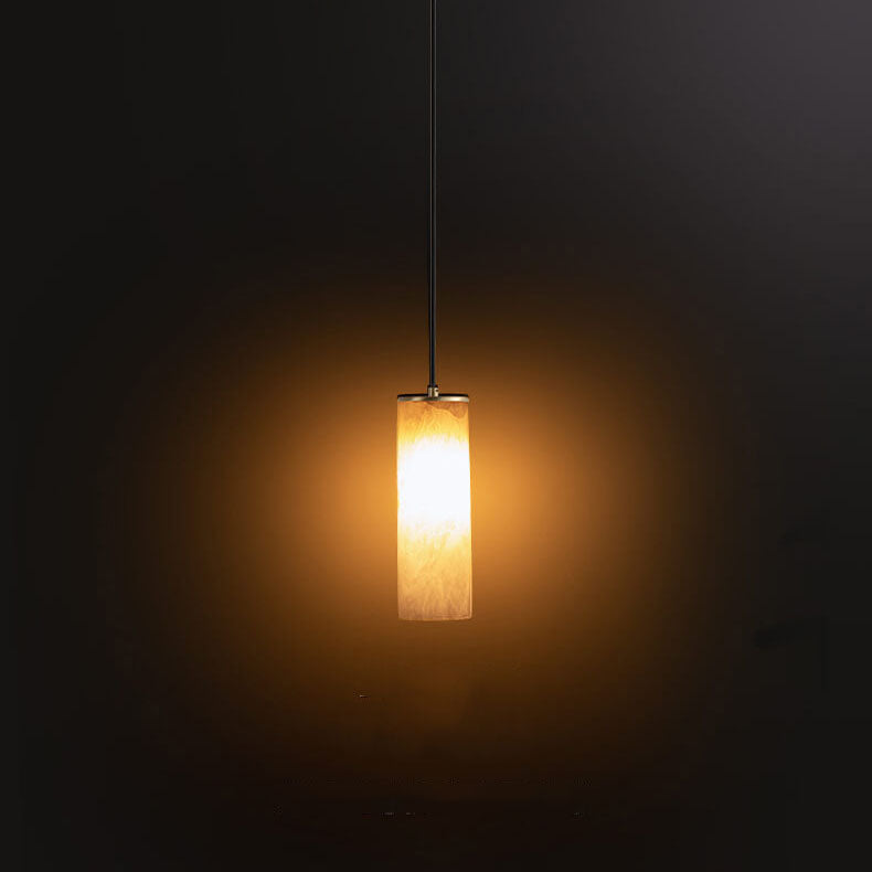 Modern Minimalist Marble Pipe Shaped 1-Light White Pendant Light