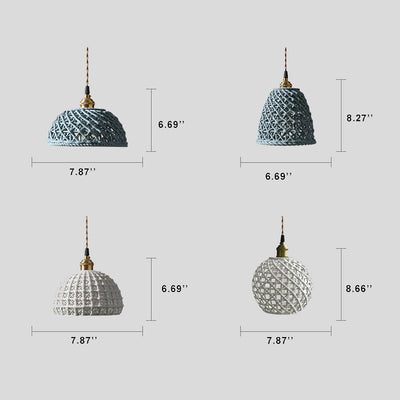 Lámpara colgante de cúpula de 1 luz de porcelana japonesa moderna con calados 