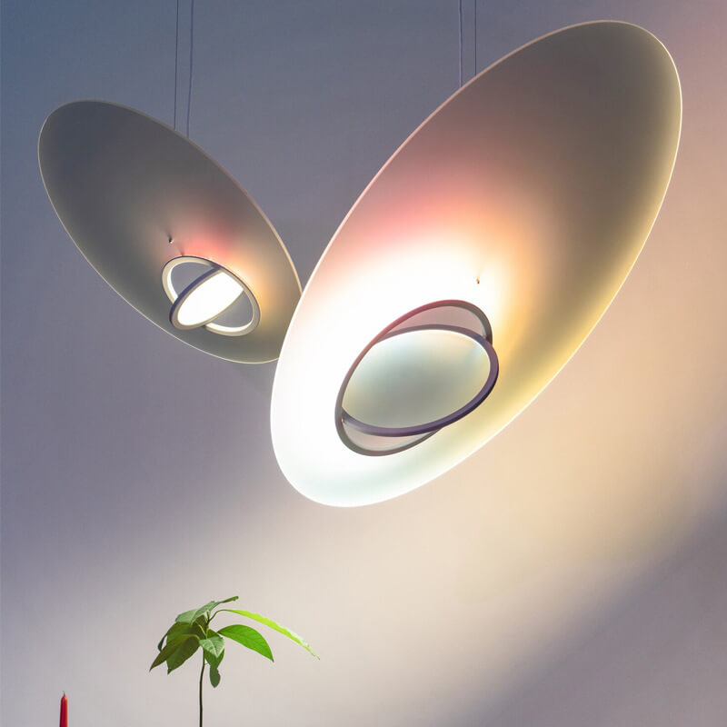 Lámpara colgante artística LED de 1 luz acrílica Saturno satélite galaxia 