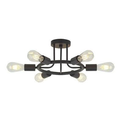 Retro 6-Light Circle Semi-Flush Mount Lighting