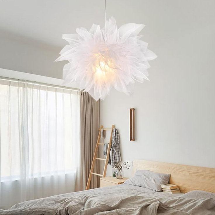 Nordic Tulle Fabric 1-Light Flower Shaped Pendant Light