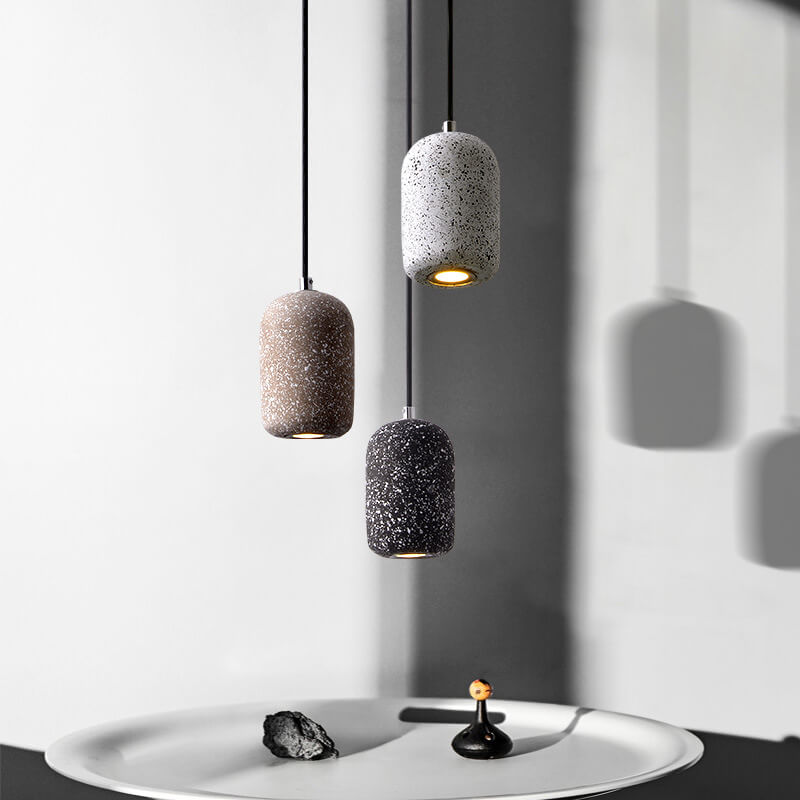 Modern Terrazzo Cylindrical LED Cement LED Pendant Light