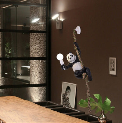 Creative Resin Panda Hanfseil 1-Licht-Pendelleuchte 