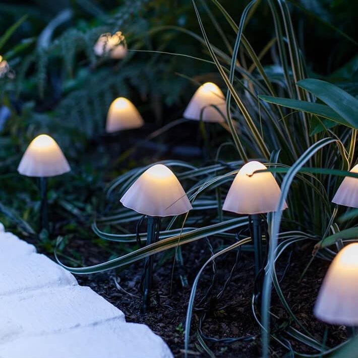 Contemporary Creative Plastic Solar LED Mushroom Lights String Lights For Outdoor Patio