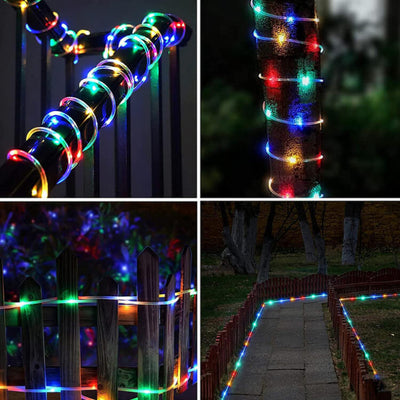Guirlande solaire LED, fil de cuivre étanche, Tube d'extérieur, guirlande lumineuse 