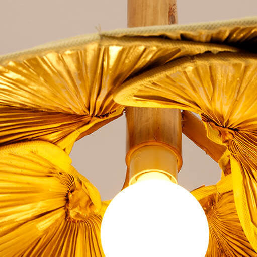 Luminaire suspendu à dôme à 1 lumière LED en bambou tissé 