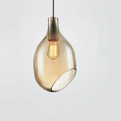 Modern Minimalist Oval Bottle Glass 1-Light Pendant Light